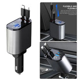 Mantraa 4-in-1 Retractable Car Charger | Fast Charging | Type-C Support | No Cable Mess
