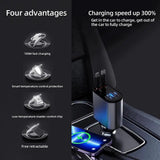 Mantraa 4-in-1 Retractable Car Charger | Fast Charging | Type-C Support | No Cable Mess