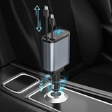 Mantraa 4-in-1 Retractable Car Charger | Fast Charging | Type-C Support | No Cable Mess